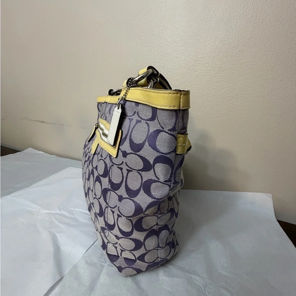 Coach Yellow and Purple Signature Tote